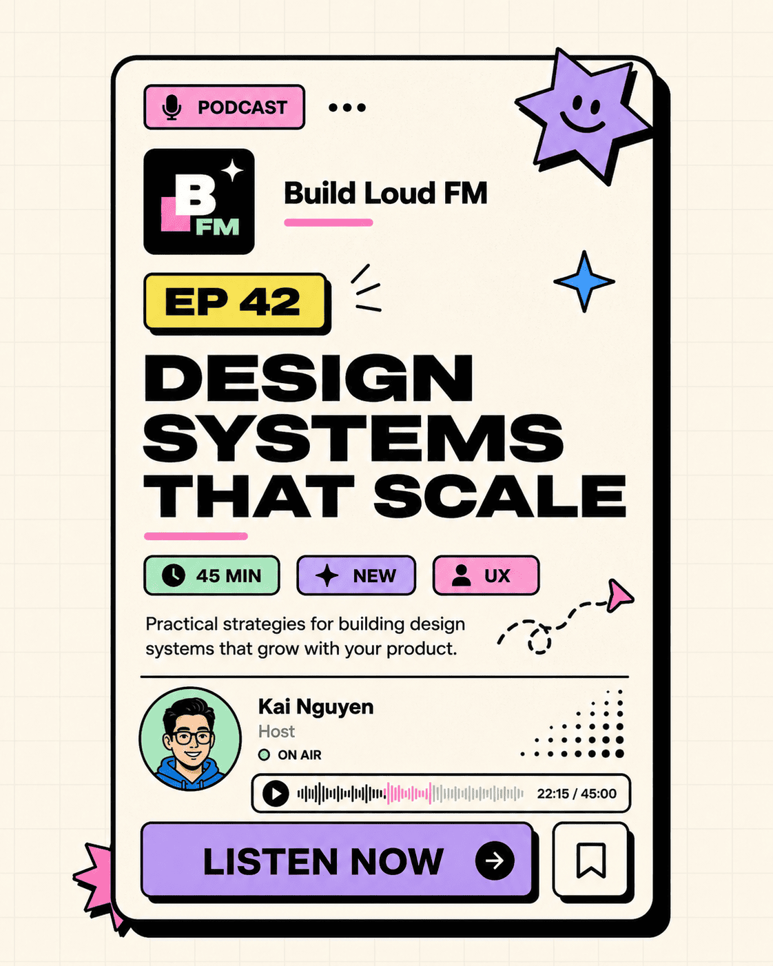 Podcast card – Design systems at scale
